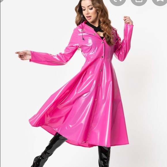 Hot Pink Unique Vintage Raincoat 